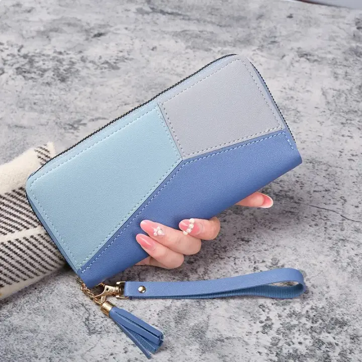 Cartera De Moda Para Mujer Con Cierre De Cremallera Larga Bolso Monedero Portatarjetas De Cuero PU Cartera Estilo Panel - 1