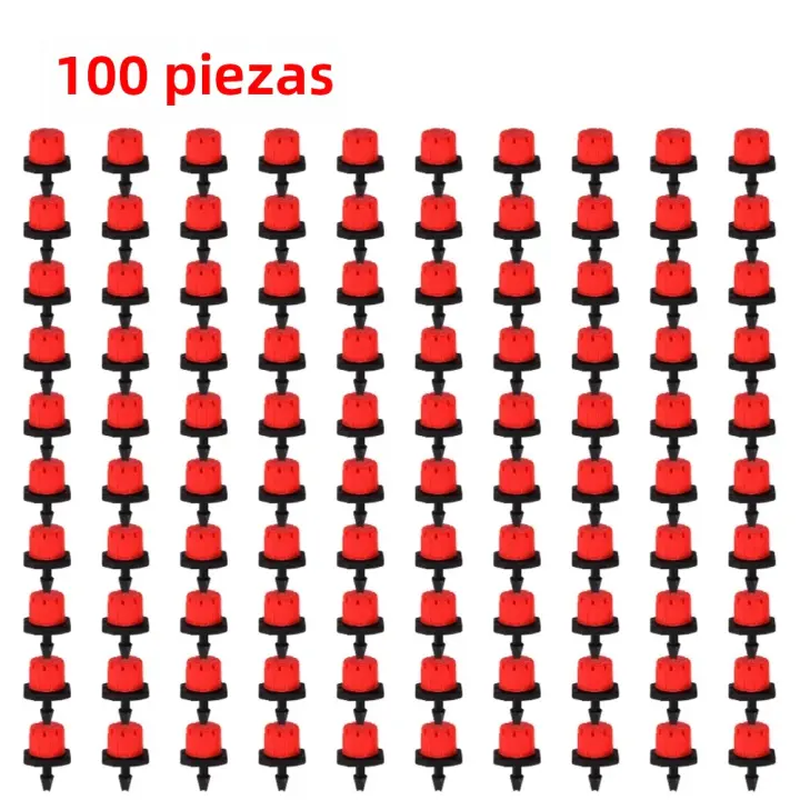 Sistema De Riego Para Jardín 100-1000PCS Derrame Ajustable De Riegos Con Cabezales De Riega Y Sprinklers Plástico Rojo Y Negro - 1