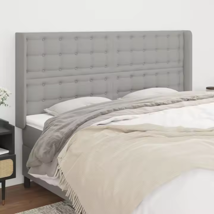 vidaXL Cabecero con orejas de tela gris claro 163x16x118/128 cm - 1