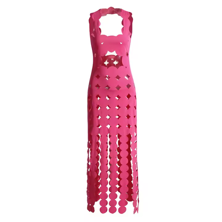 Vestido Slim Minimalista Para Mujer Verano 2024 Cuello Cuadrado Sin Mangas Cintura Alta Vestido Sexy Y Club Largo Hasta La Rodilla Material Poliéster Y Algodón - 1