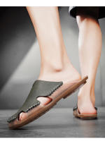 Sandalias De Cuero Para Hombre Talla Grande 46 48 Zapatos Clásicos De Verano Cómodos Para Caminar Al Aire Libre Mocasines Suaves Romanas - details 12
