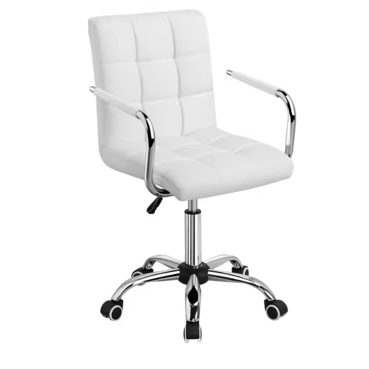 SILLA DE OFICINA GIRATORIA AJUSTABLE CON REPOSABRAZOS,SILLA DE ESCRITORIO ACOLCHADA DE PIEL SINTETICA PARA EL ESTUDIO DE OFICINA EN CASA, - 1