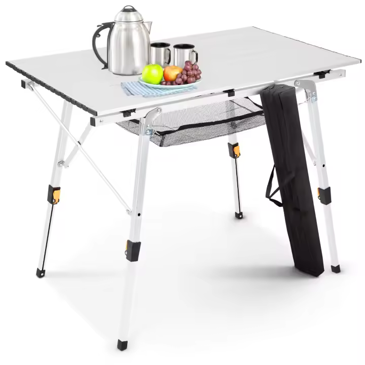 AREBOS Mesa de camping 90 x 51,5 cm mesa rodante aluminio mesa plegable exterior - 1