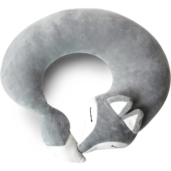 Almohada de viaje Fox Neck Portatil para Hogar y Oficina Diseño de Dibujos Animados Forma de U Ideal para Siestas y Viajes en Aviones - 1