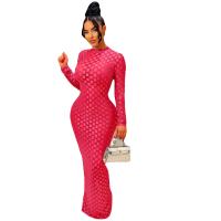 Vestido Elegante De Mujer Con Mangas Largas Y Cuello Redondo Estampado En Cuadros Ajustado Hasta La Cintura De Fiesta Vintage Vestido Largo Para Club Y Fiestas - details 16