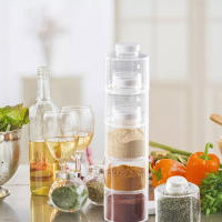 Jars De Condimentos Organizador De Cocina Almacenamiento De Azúcar Y Pimienta Con Tapa Botellas De Especias Para La Cocina Accesorios Modernos De Plástico - details 6