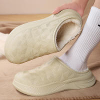 Zapatillas De Algodón Para Hombre Invierno Impermeables Con Peluche Interior Y Exterior Casuales Adecuadas Para El Hogar Y Exteriores Mantienen Calientes Medias Mitad Zapatos Plana Unisex - details 18