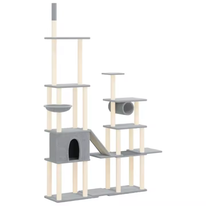 Rascador para Gatos con postes de ISAL gris Claro 279 cm - 1