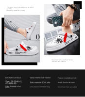 Sandalias Transpirables Para Hombre Y Mujer Pantuflas De Hogar Moda Exterior Zapatillas De Jardín Pareja Zapatos De Agua Negro Blanco - details 2