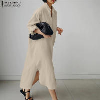Vestido Elegante Casual Para Mujer ZANZEA 2024 Moda Tirantes A-Line Manga Larga Solida OL Trabajo Sundress Cuello En V Tendencia De Moda - details 4