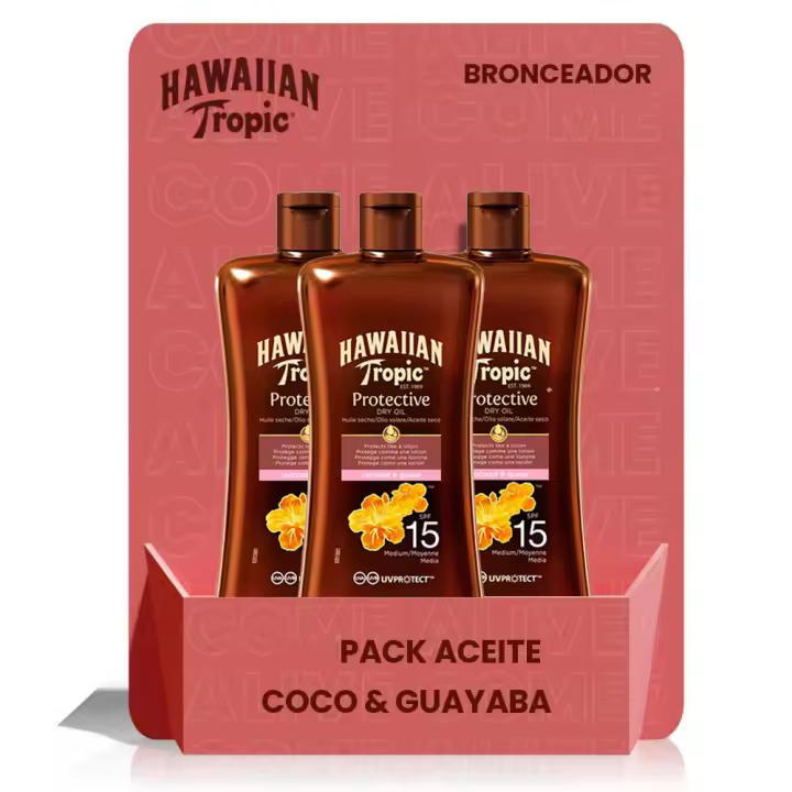 Pack de 3 Unidades - Aceite Solar Protector Bronceador MINI SPF 15 - 100ml Hawaiian Tropic España - 1