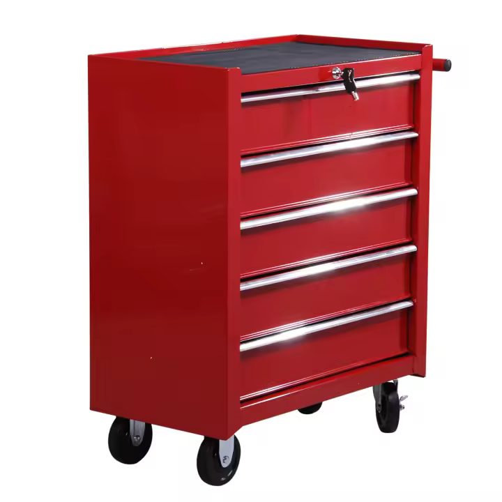 HOMCOM Carro Caja de Herramientas Taller Movil con 5 Cajones 4 Ruedas Chapa de Acero Azul - 1