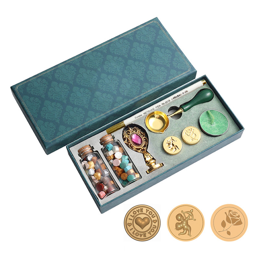 Vicyol S&D Juego de Sellos de Lacre + Caja Vintage para Regalos