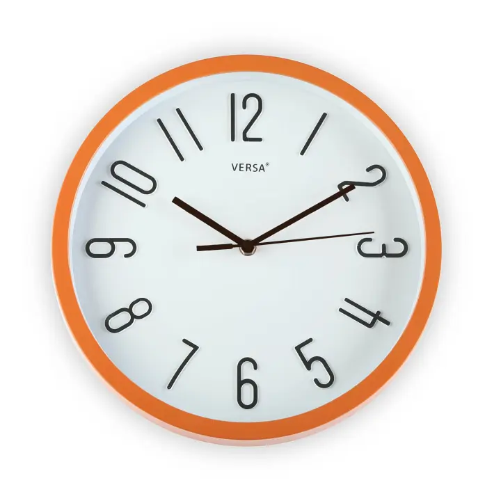 Versa Huntington Reloj de Pared Decorativo, para Salón o Cocina, Medidas (Al x L x An) 30 x 4,3 x 30 cm, 1 pila 1.5 V AA necesaria (no incluida), Color Naranja - 1