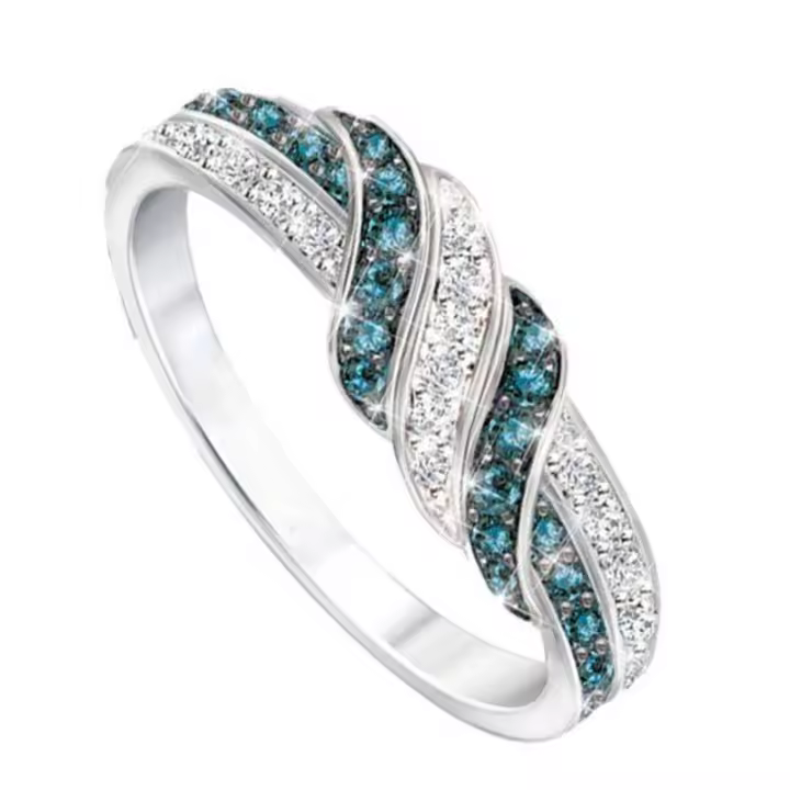 Anillo Femenino de Diseño Elegante Retorcido, Plata de Ley 925 Incrustado con Circonita Sintética Cúbica, Perfecto para Boda, Compromiso, Aniversario, Amor Eterno, Banquete - 1