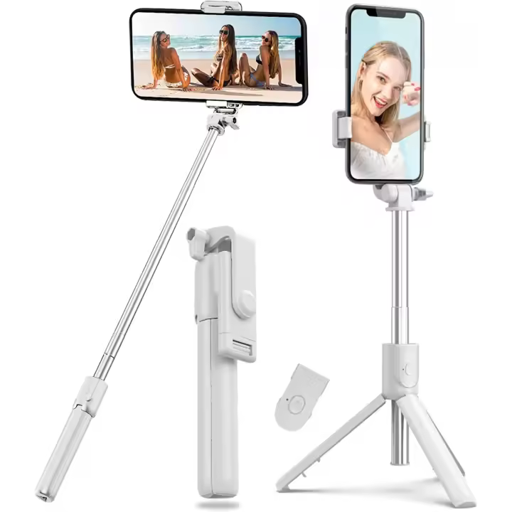 Palo Selfie Trípode Bluetooth trípode para Móvil, 4en1 Extensible Selfie Stick con Mando a Distancia Inalámbrico 360 ° Rotación Trípode Inalógico para Selfies Trípode Portátil - 1