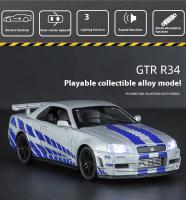 Modelo De Coche Deportivo GTR34 De 1:32 En Aleación De Metal Con Absorci\u00f3n De Choque De Cuatro Ruedas Luces Y Sonido Geniales Decoraciones De Escritorio - details 1