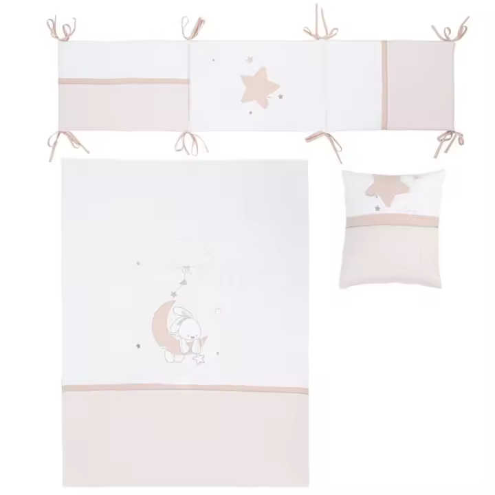 Bimbidreams Edredón Y Protector Cuna Luna Rosa Bimbi Pirulos - 1