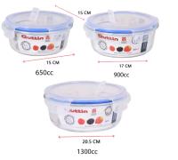 Quttin Set de 3 y 4 Recipientes Herméticos de Vidrio Borosilicato - Fiambreras Rectangulares, Cuadradas y Redondas - 375cc a 1500cc - Válvula para Microondas - Apto Horno, Microondas, Lavavajillas y Congelador - Resistente a Altas y Bajas Temperaturas - details 1