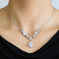 Collar De Boda Clásico Geométrico Con Zirconia Agua Caída Para Mujer Joyería De Novia Brillante Y Elegante Regalo - details 2