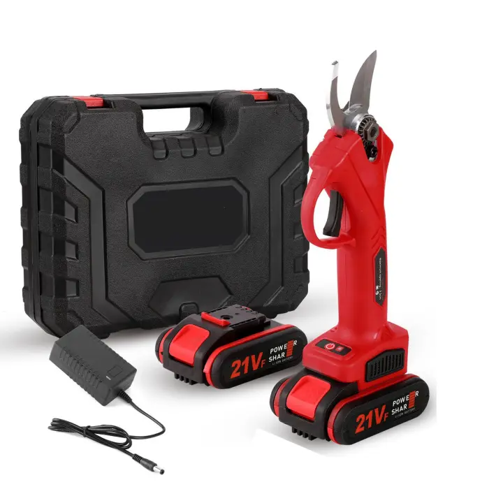 21V podadora eléctrica inalámbrica de 30mm, tijeras de podar eficientes para árboles frutales, bonsái, cortador de ramas, herramienta de paisajismo, Con 2 pilas - 1