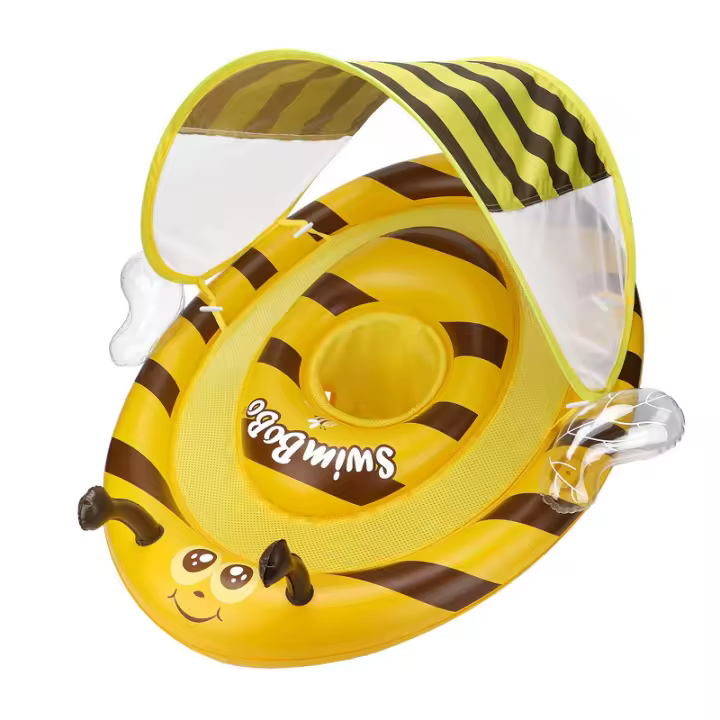 Flotador para bebé Swimbobo con parasol, asiento infantil, adorable abejita, red transpirable. - 1