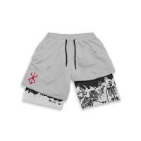 Shorts De Entrenamiento Para Hombre Anime Berserk 2 En 1 Running Yoga Gimnasio Deportes Pantalones Cortos De Polyester - details 2
