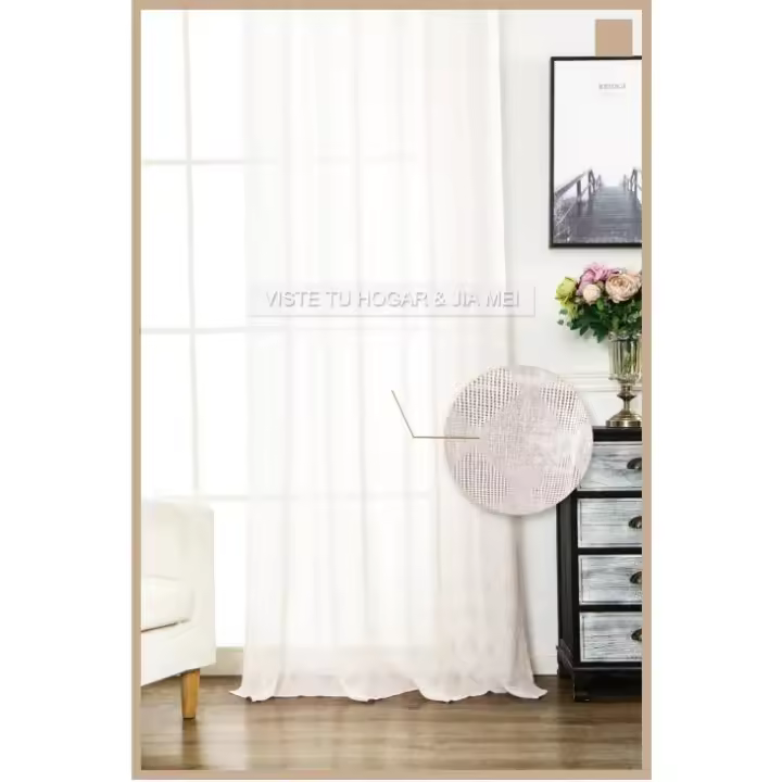 Cortina de tela semitransparente de lino y poliéster con estampado de rombos.150x260cm, decoración del hogar, oficina. - 1