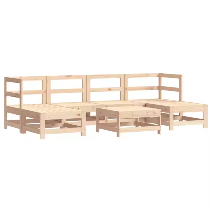 vidaXL Juego de muebles de jardín 7 piezas madera maciza de pino - 1