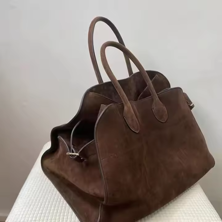 Bolso De Mano Retro De Gran Capacidad Para Mujer Diseño De Niche De Alta Gama Otoño E Invierno Bolso Tote De Cuero Seda - 1