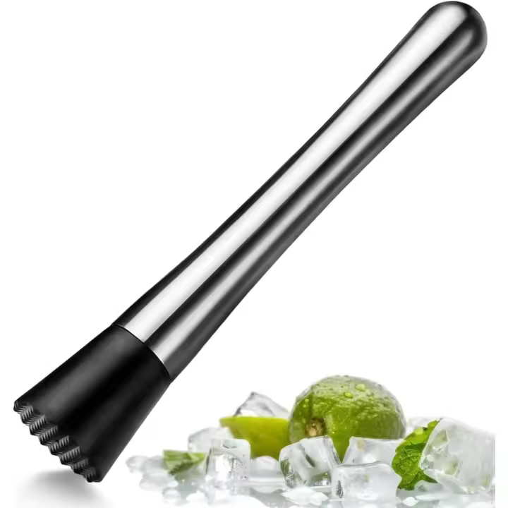 Machacador de cócteles | Triturador de hielo de acero y machacador de barra para preparar cócteles, triturar frutas, machacar y hacer mojitos - Negro - 1