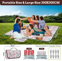 Manta de picnic impermeable de 200x200 cm, Manta Grande de camping, plegable, con ASA portátil para Playa, barbacoa, picnic, senderismo, Viajes y camping. Patrón de café. - details 1