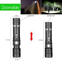 Linterna Táctica LED Potente De Aleación De Aluminio Recargable Por USB Impermeable Con Zoom Para Camping Y Exterior - details 2