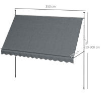 Outsunny Toldo Manual Retráctil 3,5x1,2 m Toldo Exterior Terraza Enrollable Altura Ajustable con Manivela 210-300 cm Sin Taladro Protección UV30+ para Balcón Jardín - details 2