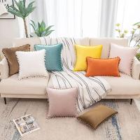 Funda De Cojín De Velours Con Pompom Tamaño 30x50cm 45x45cm 50x50cm Lujo Rustico Para Sofa Dormitorio Y Coche Estilo Americano - details 7