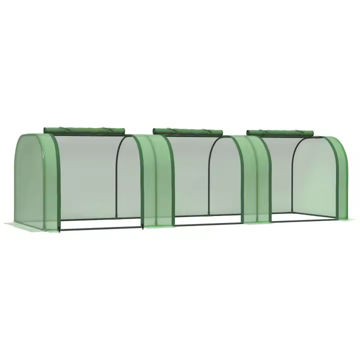 Outsunny Mini Invernadero 295x100x80 cm para Jardín Terraza Cultivo de Plantas Semilla Invernadero de Jardín Vivero Casero tipo Túnel Marco Acero y Plástico - 1