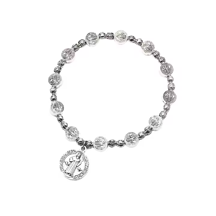 Rosario elástico de cuentas con cruz - Pulsera religiosa estilo Vaticano - 1