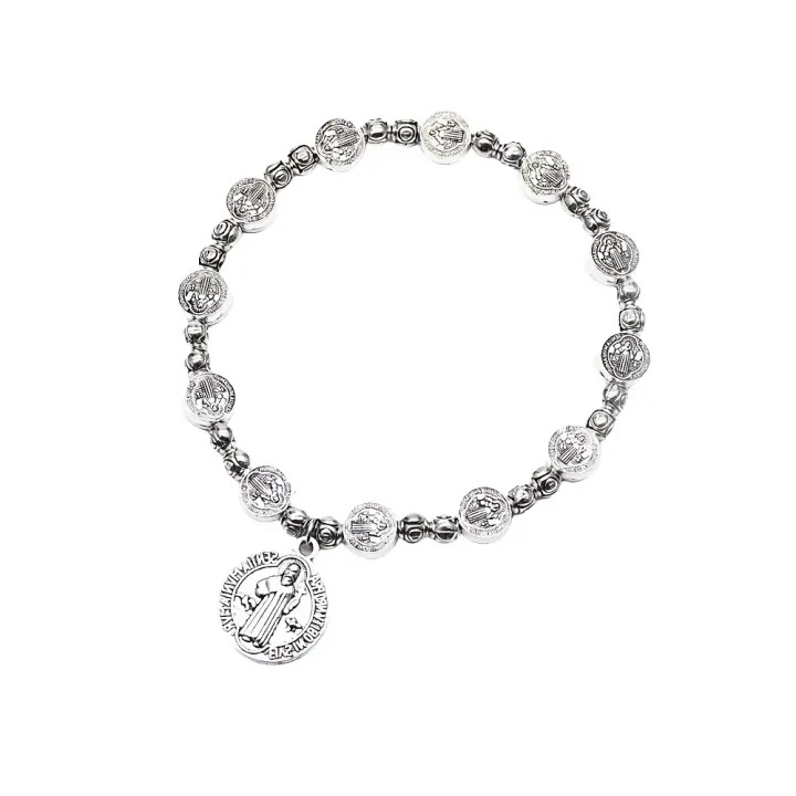 Rosario elástico de cuentas con cruz - Pulsera religiosa estilo Vaticano - 1
