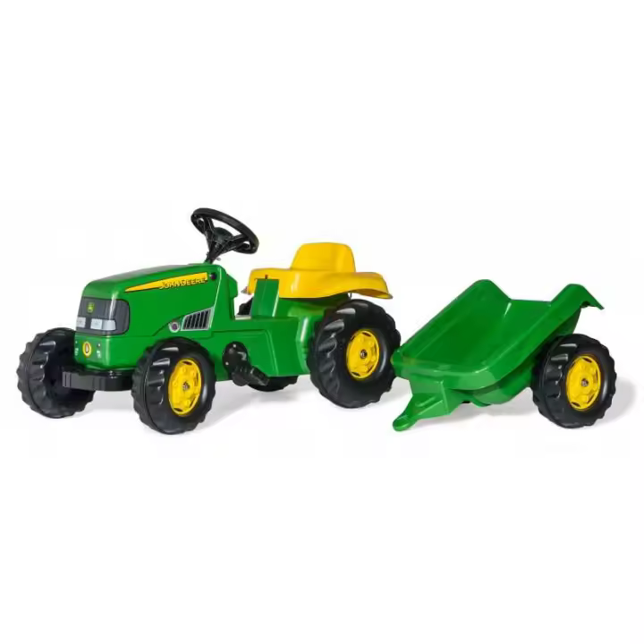 Rolly Toys - Rollykid John Deere con Remolque para Niños de 2 a 5 Años - Capó Abierto - Dirección Giratoria - 1