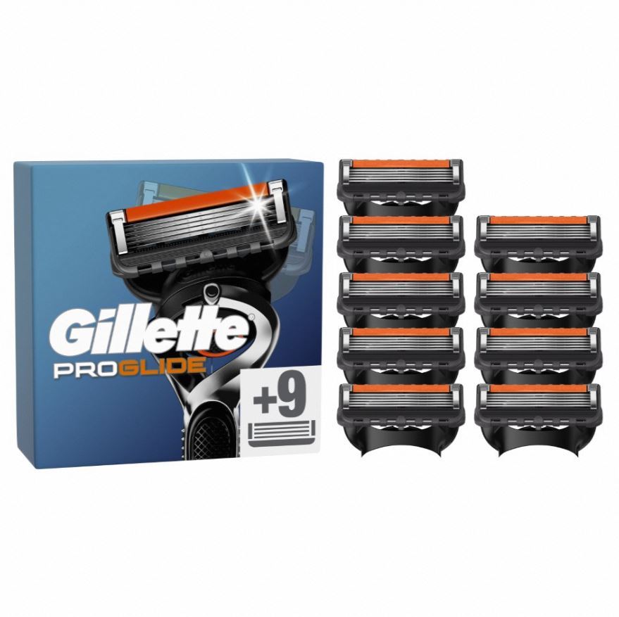 Gillette Proglide Pack de 9 Recambios Para Maquinillas De Afeitar Hombre, Cuchillas De Afeitar Con 5 Hojas, Doble Lubricación y Recortadora De Precisión, Compatible Con Gillette Proglide y Fusion5