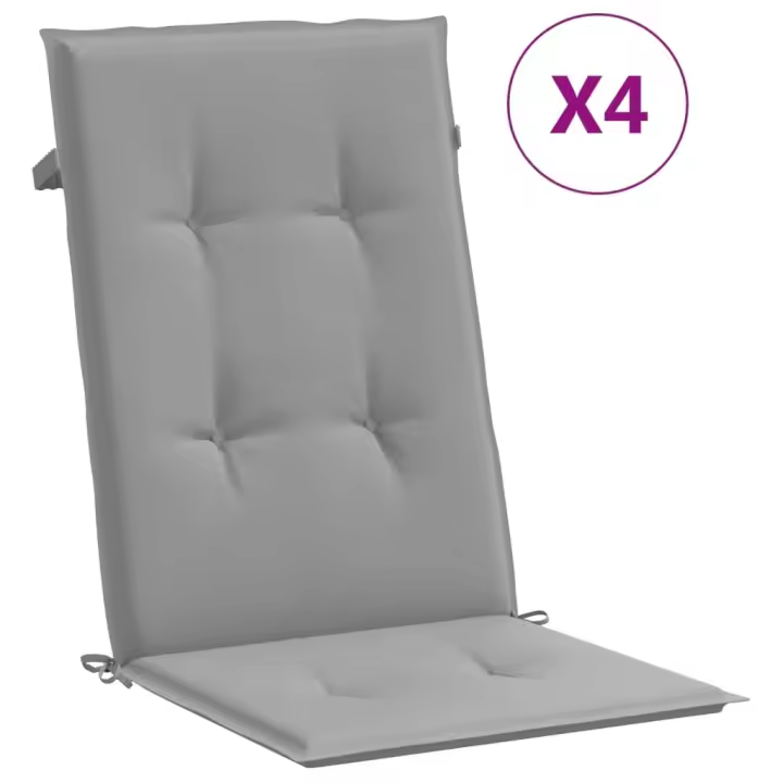 Silla de Jardín respaldo alto 4 UDS lienzo gris 120x50x3 cm - 1