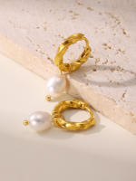 Pendientes Colgantes de Perla Natural de Agua Dulce + Maple Inoxidizable Dorado 18K,Aros Retorcidos Chapayos en Oro,Joyería de Moda para Mujer,Diseño Elegante y Sofisticado, Resistentes al Agua,Duraderos, accesorios de Lujo,Idea de Regalo para Cumpleaños - details 9