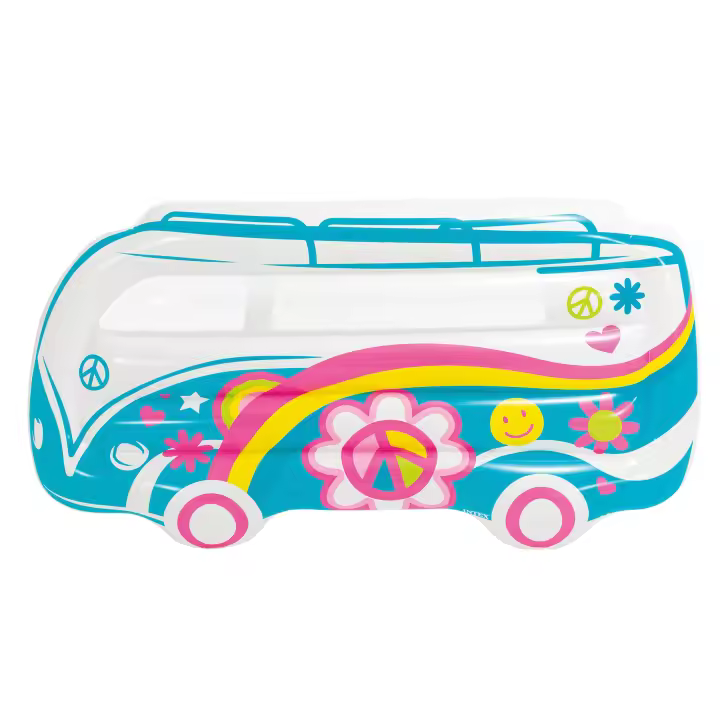 INTEX - Colchoneta hinchable gigante, 178x23x91 cm, Diseño furgoneta hippie, Incluye parche reparación, Estilo retro, Colchonetas de piscina, Hinchables playa, Juguete agua, Flotador - 1