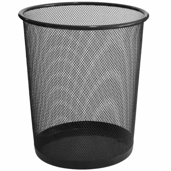 Papelera Malla Metalica, Cesto basura redondo metálico, Papelera oficina, Cubo de Basura, Papelera Escritorio, Papelera Baño, 26 cm alto x 28cm diámetro, 12.5 Litros, Negro - 1