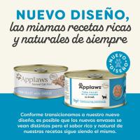 APPLAWS CAT LATA ATÚN CON QUESO PARA GATOS ADULTOS 24X70g. Con ingredientes naturales, sin colorantes, azúcares, aditivos, gluten ni cereales, es una opción saludable y nutritiva para tu gato - details 0