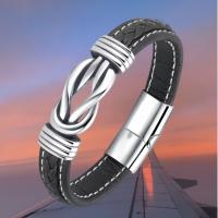 Regalo de los hombres pulsera de metal de cuero de los hombres Punk de titanio de acero inoxidable de moda personalizada pulsera de joyería de la mano Regalo de los hombres Padre / Abuelo de Navidad de los hombres de San Valentín Día del Padre de regalo - details 9