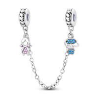 Nueva Cadena De Seguridad Platinada En Plata Con Encantos De Gato Rosa Luna Y Estrella De Silicona Para Pulseras Y Collares DIY Colorido - details 33