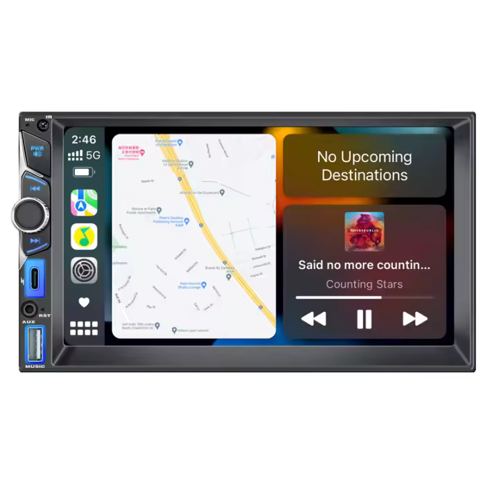 Reproductor Multimedia Para Coche 2DIN 7 Pulgadas MP5 Con Pantalla Táctil Bluetooth AUX USB CarPlay Y Android Auto Universal - 1