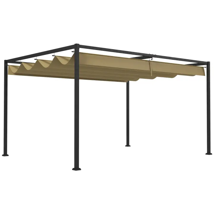 Outsunny Pérgola 3x2 m Cenador de Jardín con Techo Retráctil de Poliéster con Recubrimiento Resistente para Celebraciones Fiestas Bodas - 1