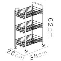 LILI HOME 🛒 Carro Metálico con Ruedas - 3 Estantes (38 × 26 × 62 cm) - Se arma rápidamente sin necesidad de herramientas complejas. Su diseño funcional, compacto y elegante lo convierte en una solución ideal para cocina, baño, oficina o dormitorio. - details 2